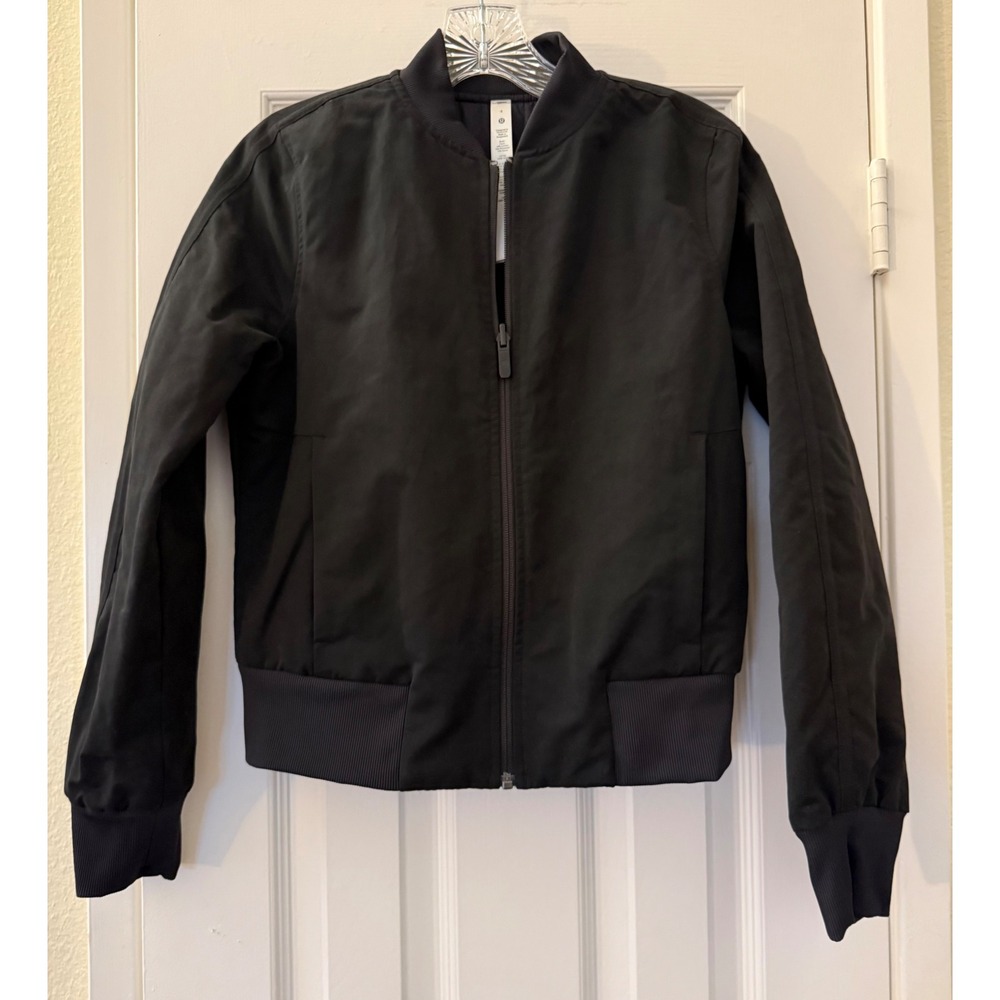 Lululemon Non-Stop Bomber Jacket Black Size 4 Full Zip Quilted Lining Insulated